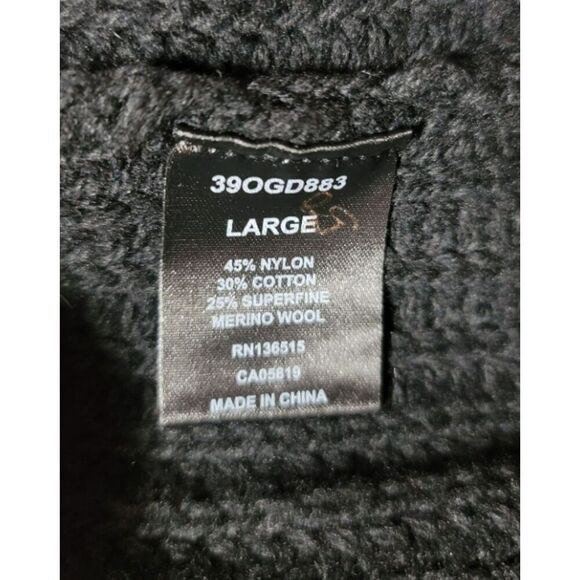 NWT - One Grey Day Black Knit Superfine Merino Open Cardigan W Pockets - Sz L - Picture 9 of 10
